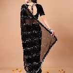 Leelavati Women Embellished Beads and Stones Pure Georgette Saree