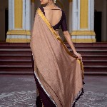 Suta Brown Color Cotton Blend Saree.