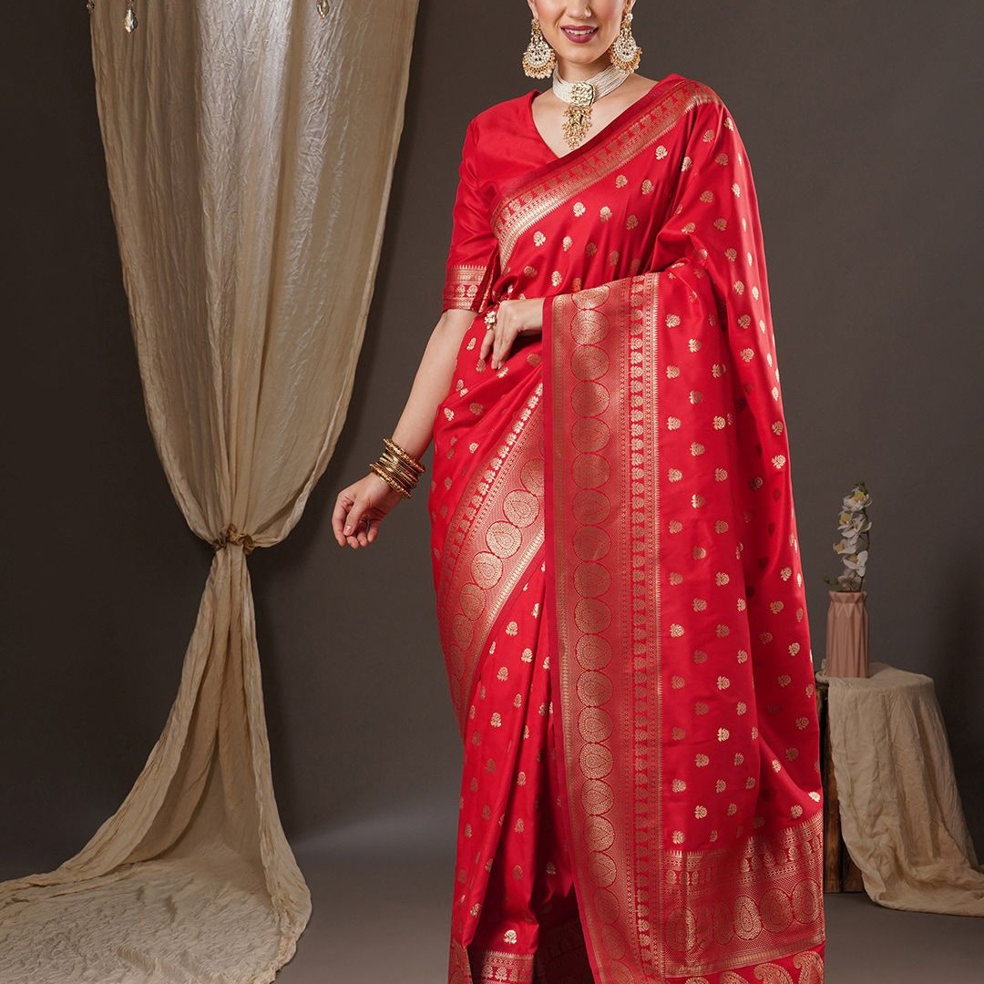 Anouk Floral Zari Banarasi Saree