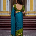 Suta Blue Color Cotton Blend Saree.