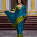 Suta Blue Color Cotton Blend Saree.