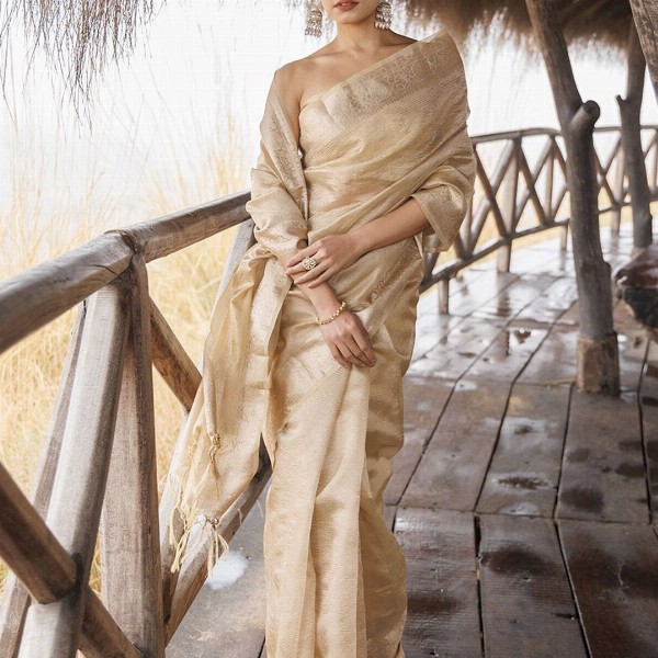 Geroo Jaipur Woven Design Zari Tissue Saree