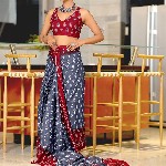 Panzora Floral Block Printed Mulmul Cotton Ready To Wear Saree