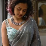 Suta Grey Embellished Sequinned Pure Cotton Saree