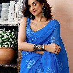 Mitera Ethnic Motifs Pure Linen Ready to Wear Saree