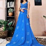 Mitera Ethnic Motifs Pure Linen Ready to Wear Saree