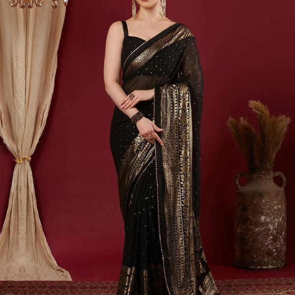 KALINI Women Woven Design Saree With Unstiched Blouse Piece