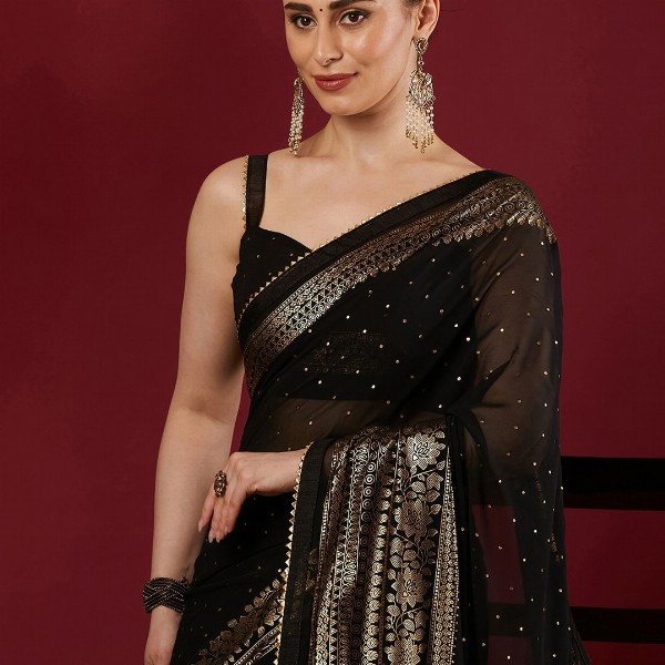 KALINI Women Woven Design Saree With Unstiched Blouse Piece