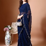 Leelavati Embellished Beads and Stones Pure Chiffon Saree