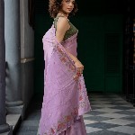 Suta Floral Printed Lavender Color Cotton Blend Saree