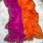 FLOURIOUS Ombre Beads and Stones Pure Chiffon Saree