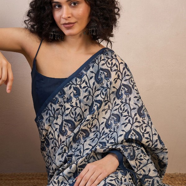 KALINI Ethnic Motifs Ready to Wear Dabu Saree