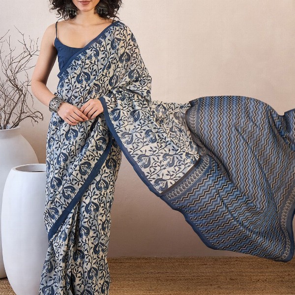 KALINI Ethnic Motifs Ready to Wear Dabu Saree