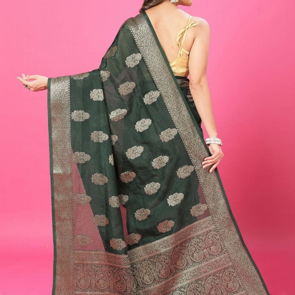 CRAFTYSTYLES Woven Design Zari Pure Crepe Banarasi Saree
