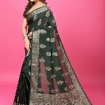 CRAFTYSTYLES Woven Design Zari Pure Crepe Banarasi Saree