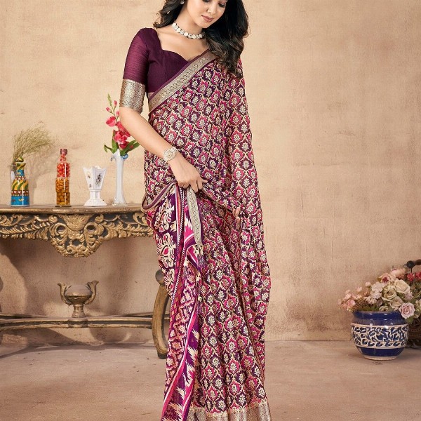 all about you Floral Pure Chiffon Saree
