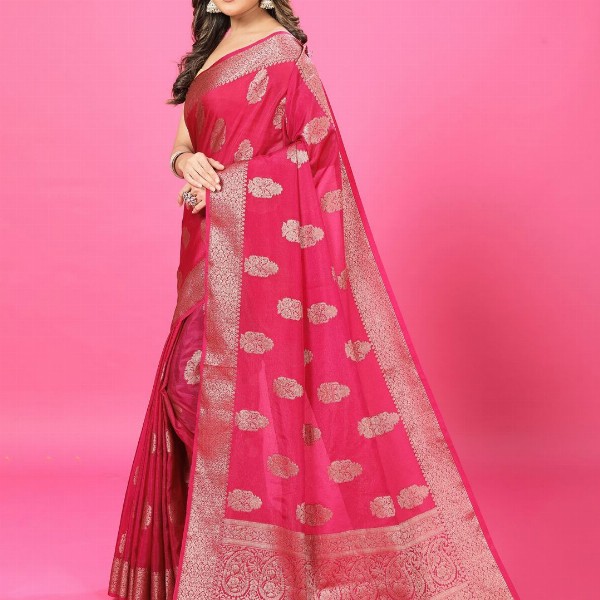 CRAFTYSTYLES Woven Design Zari Pure Crepe Banarasi Saree