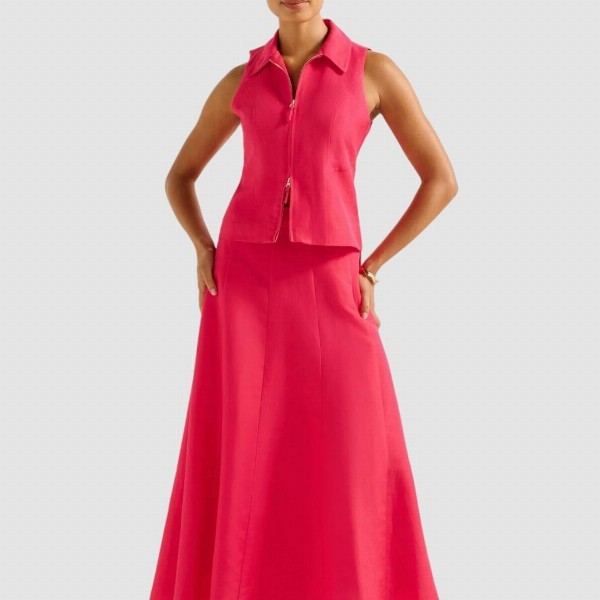 Forever New Women Solid Shirt Collar Sleeveless Top