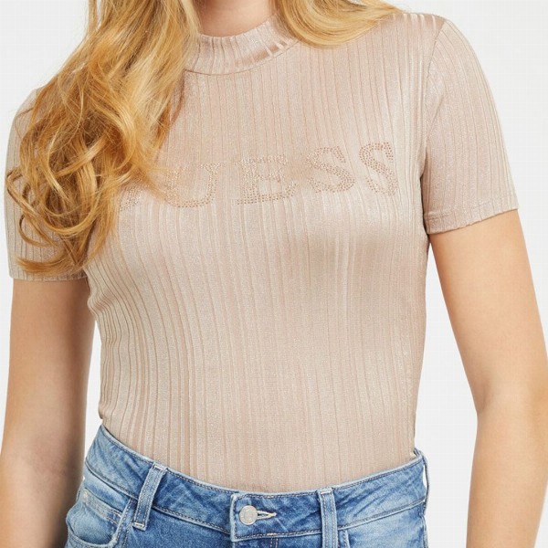GUESS Self Design High Neck Fitted Top