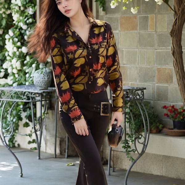 The Roadster Lifestyle Co. Shirt Collar Floral Printed Shirt Style Top