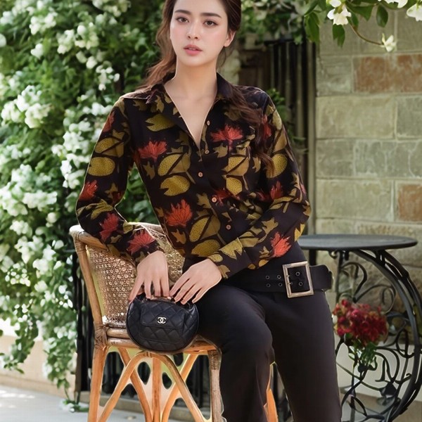 The Roadster Lifestyle Co. Shirt Collar Floral Printed Shirt Style Top