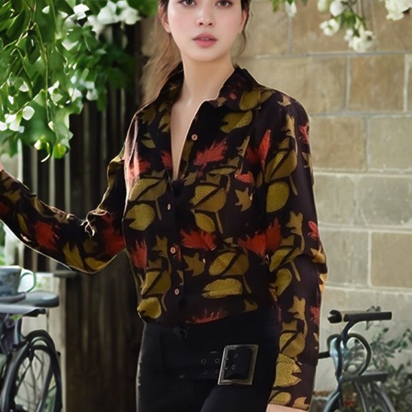The Roadster Lifestyle Co. Shirt Collar Floral Printed Shirt Style Top