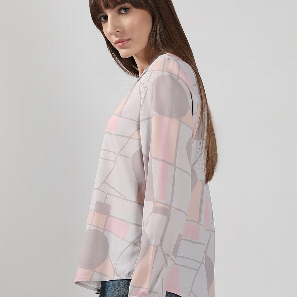 Vero Moda Women Abstract Printed V-Neck Top