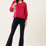DressBerry Floral Embroidered Puff Sleeve Top