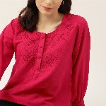 DressBerry Floral Embroidered Puff Sleeve Top