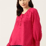 DressBerry Floral Embroidered Puff Sleeve Top