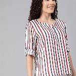 HERE&NOW White Striped Shirt Style Top