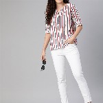 HERE&NOW White Striped Shirt Style Top
