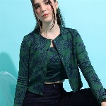 Tokyo Talkies Ethnic Motifs Printed Jacquard Cami Top With Jacket