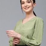 Style Quotient V-Neck Cuffed Sleeve Top