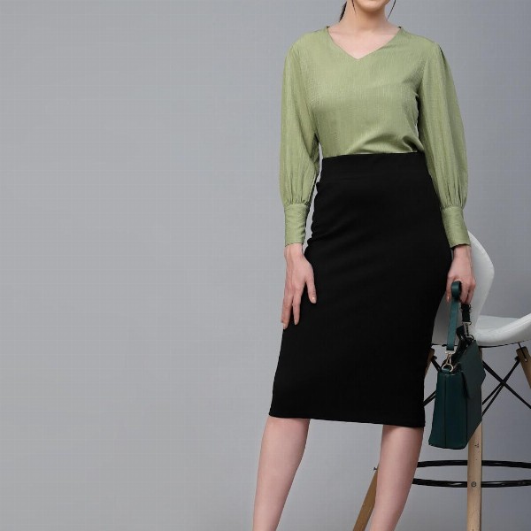 Style Quotient V-Neck Cuffed Sleeve Top