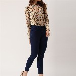 all about you Women Beige & Rust Red Floral Printed Top