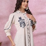Nayam By Lakshita Floral Embroidered Puff Sleeves Top