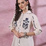 Nayam By Lakshita Floral Embroidered Puff Sleeves Top
