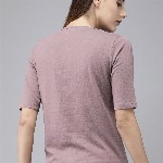 Roadster Women Mauve Solid Regular Pure Cotton Top