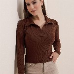 Dream Beauty Fashion Women Solid Shirt Collar Polyester Top