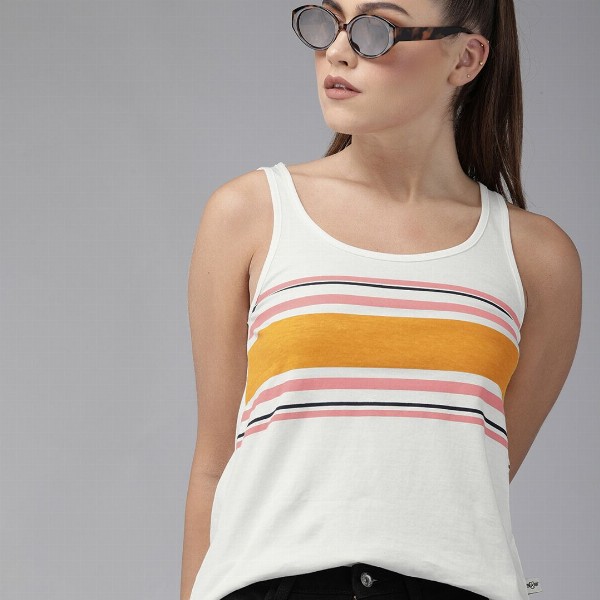 Roadster White Yellow Striped Tank Top