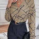 Stylecast X Slyck Geometric Printed Shirt Style Top