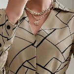 Stylecast X Slyck Geometric Printed Shirt Style Top