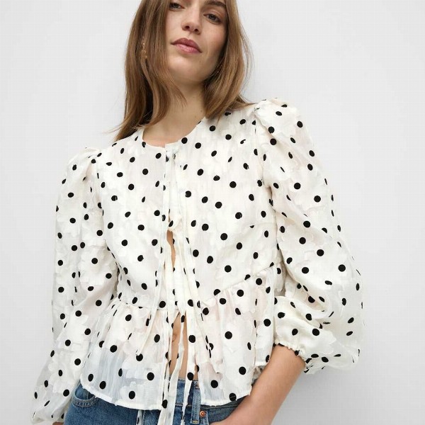 Marks & Spencer Polka Dot Printed Puff Sleeve Top