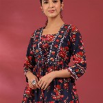 Rain & Rainbow Floral Print Cotton Empire Top