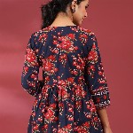 Rain & Rainbow Floral Print Cotton Empire Top