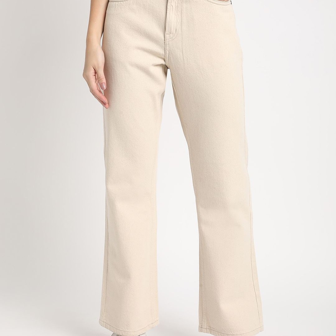 The Roadster Lifestyle Co Women Pure Cotton High rise Bootcut No Fade Jeans