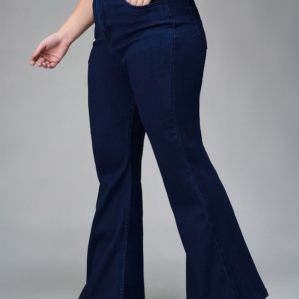 Miss Chase A+ Women Plus Size Bootcut High-Rise Stretchable Jeans