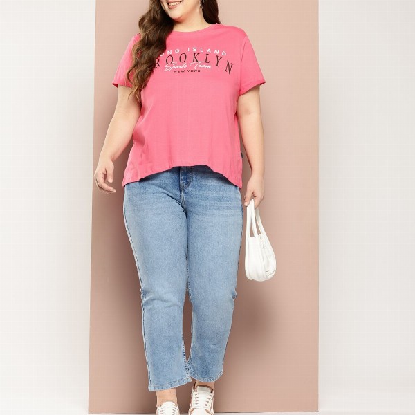 Sztori Women Plus Size Straight Fit Light Fade Stretchable Crop Jeans