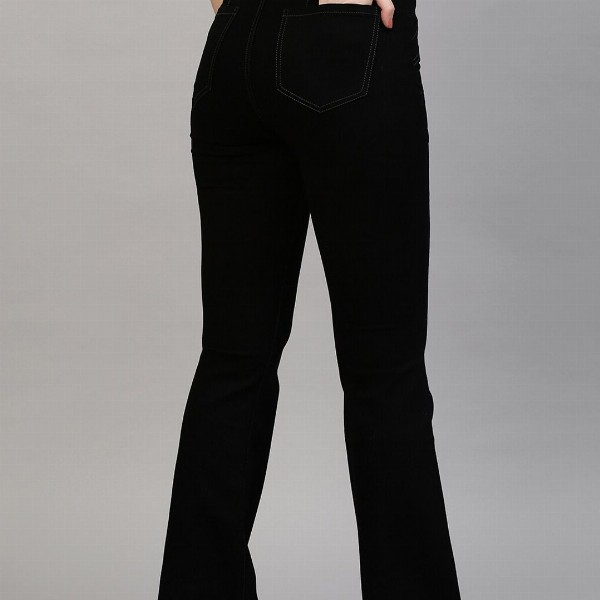 TARAMA Women Black Flared High-Rise Stretchable Jeans